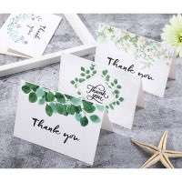 Fresh Style Thank You Card Leaf Pattern UV Printing  Customized
